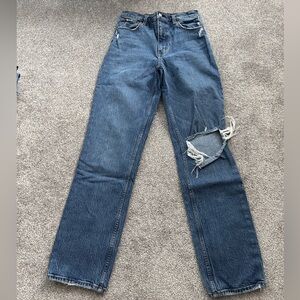Abercrombie & Fitch Dark Blue Distressed Straight-Leg Jeans